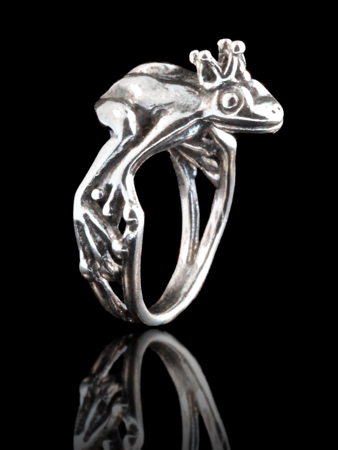Frog Ring Silver Frog Enchanted Frog Prince Ring Frog Jewelry Etsy