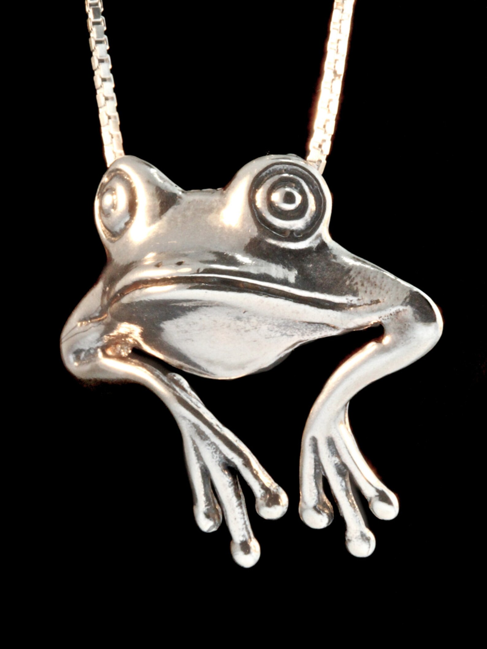 Frog Necklace Frog Charm Frog Jewelry Silver Frog Charm Frog Etsy