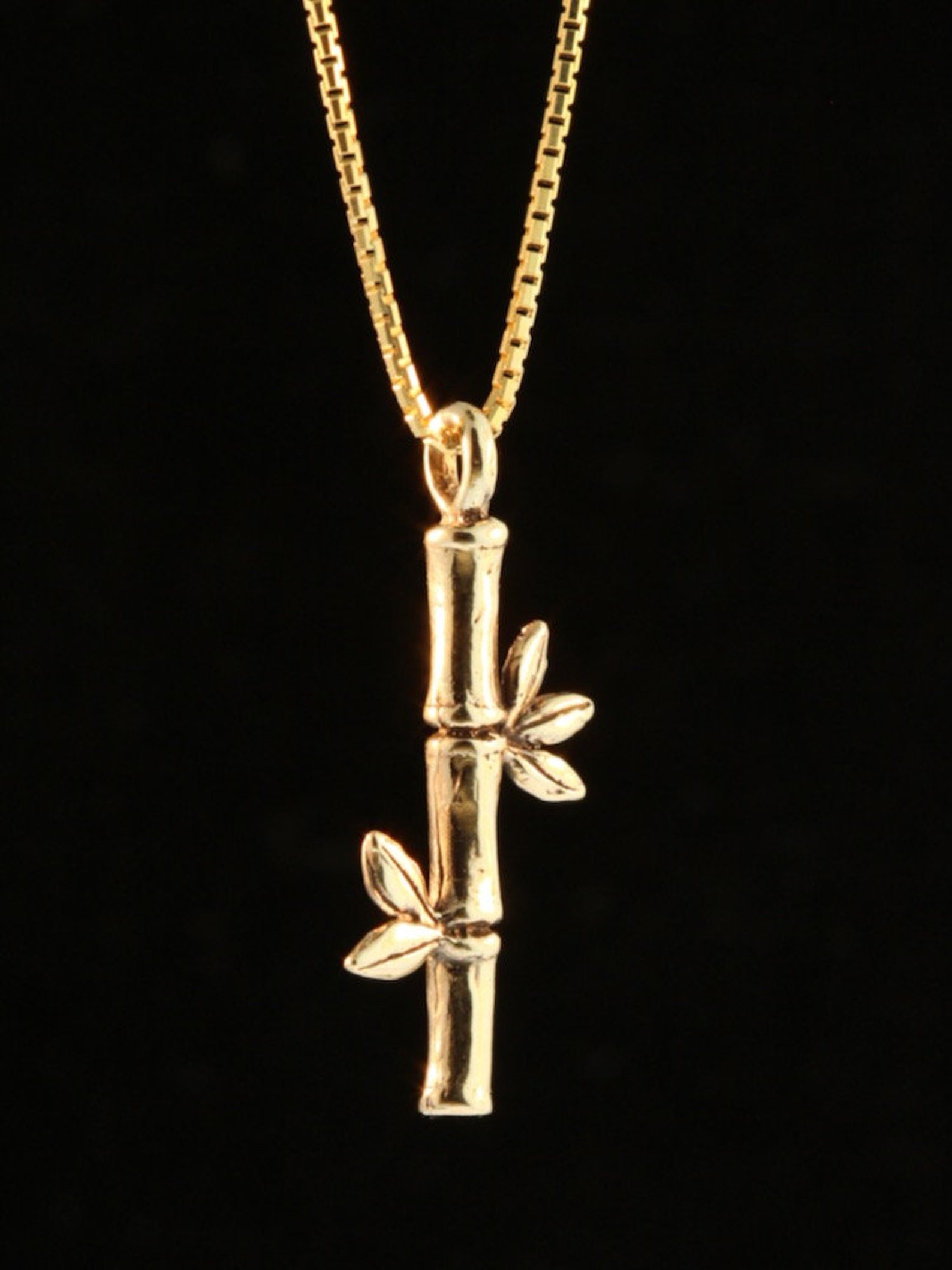 14k Gold Bamboo Necklace Bamboo Jewelry Lucky Bamboo Stick Etsy