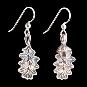 Oak Leaves and Acorn Earrings Silver Acorn Ear Wear Oak Leaf and Acorn Charms Leaf Earrings Hippie Nature Earthy Arborist Science Jewelry image 2