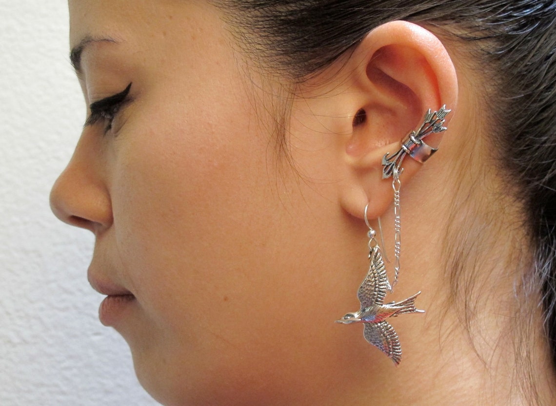 ear cuff plata cadena