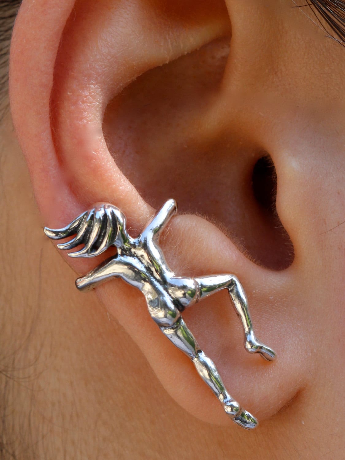 アクセサリー here's ICE EAR CUFF 501 Woman Ear Cuff, Sculptural Anatomical Wrap - Sterling Silver, Non
