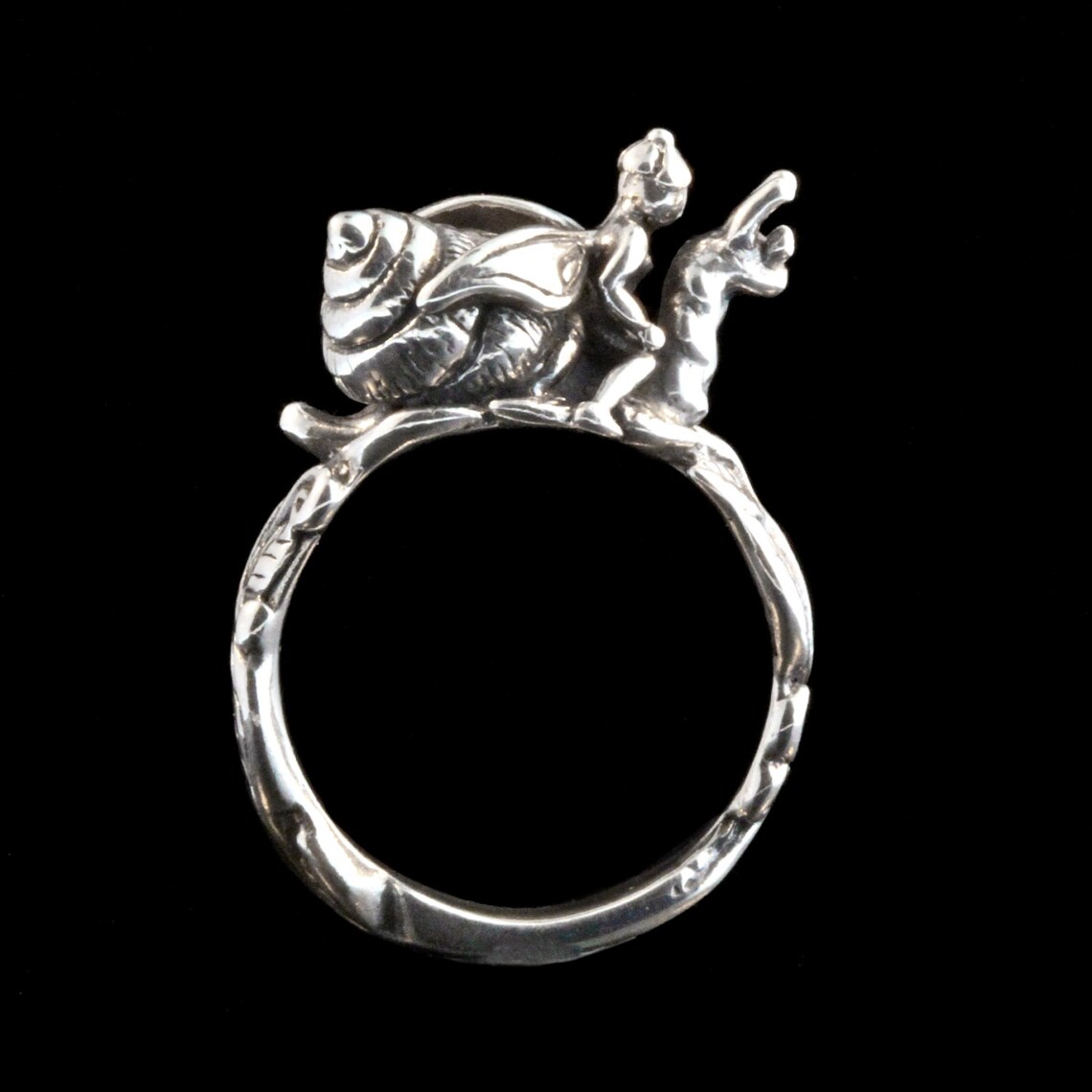 Fairy Ring Silver Snail Ring Silver Fairy Snail Rider Ring Etsy