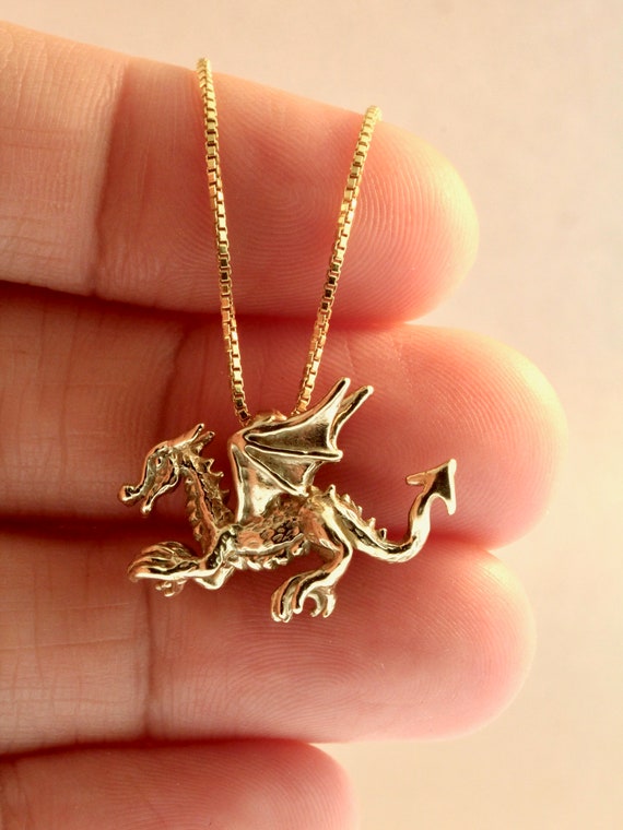 Welsh Dragon Charm - 14K Gold