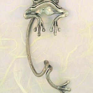 Frog Earring Frog Ear Cuff Silver Frog Ear Wrap Curious Frog Ear Wrap Frog Jewelry Silver Frog Non Pierced Earring Statement Earring Froggy image 3