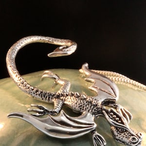 Silver Dragon Necklace - Balerion Dragon Pendant - Dragon Jewelry - Sterling Silver Dragon Jewelry - Dragon Necklace
