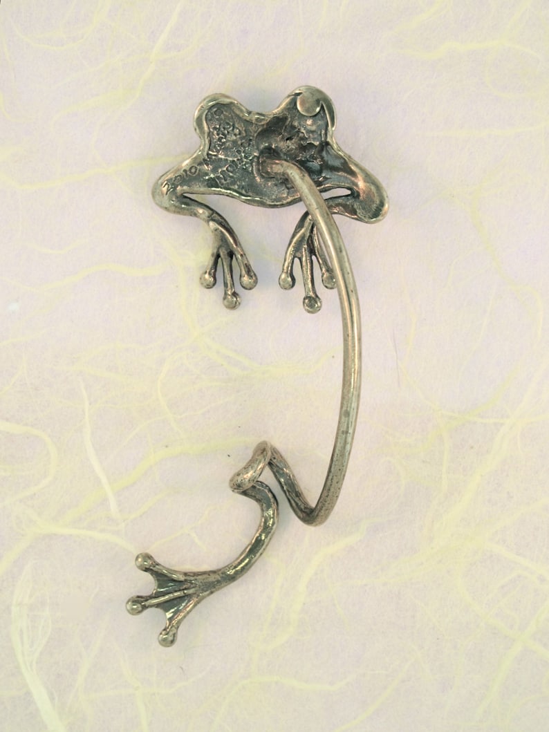 Frog Earring Frog Ear Cuff Silver Frog Ear Wrap Curious Frog Ear Wrap Frog Jewelry Silver Frog Non Pierced Earring Statement Earring Froggy image 4