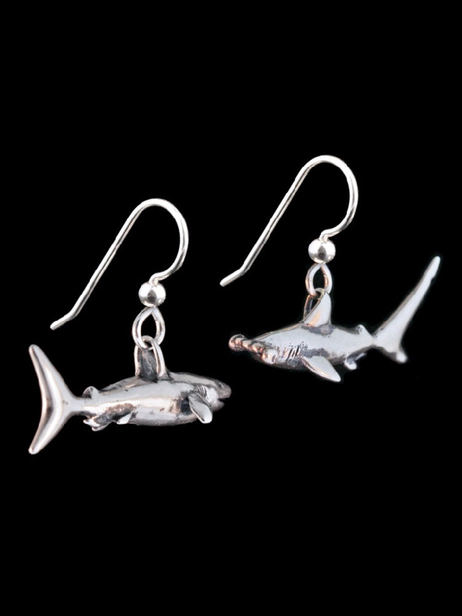 Shark Earrings Silver Shark Earrings Shark Jewelry Great White Etsy