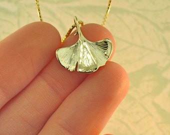 Gold Leaf Necklace - 14k Gold Ginkgo Leaf Charm - Leaf Pendant Leaf Jewelry - Japanese Charm - Gold Charm