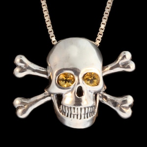 Skull Crossbone Necklace Large Skull Jewelry Pendant Gemstones Skull Necklace Large Skull and Crossbone Necklace Skull and Crossbone Jewelry