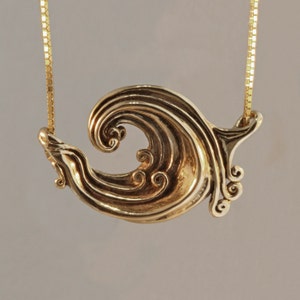 Wave Necklace Gold Rip Curl Wave Pendant Surfer Jewelry Wave Jewelry  Gold Wave Ocean Jewelry Gold Wave Great Wave Wave Jewelry