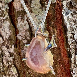 One of a Kind Geode Pendant Sterling Silver Telstar Pendant Geode Pendant Abstract Jewelry Space Necklace Druzy Geode Statement Necklace