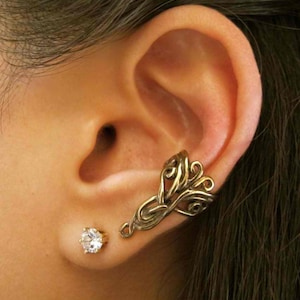 Ohrmanschette Bronze Swirl Ohrmanschette Arabeske Ohrmanschette Keltischer Schmuck Nicht durchbohrter Ohrring Nicht durchbohrte Ohrmanschette Minimalistische Ohrmanschette Mode