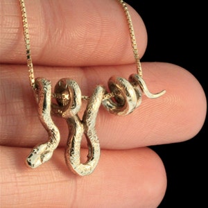 Gold Snake Necklace 14k Gold Vine Snake Pendant Snake Jewelry Serpent Jewelry Snake Charm Serpent Charm Solid 14k Gold Necklace
