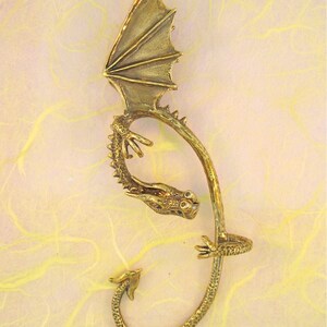 Dragon Ear Wrap Dragon Ear Cuff Elfin Dragon Bronze Wrap Dragon Jewelry Game of Thrones Inspired Jewelry Non-Pierced Earring Wing Ear Wrap image 3