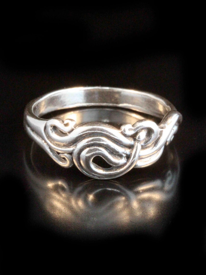 Sterling Silver Ring Swirl Ring Wave Ring Nouveau Swirl Ring Wave Jewelry Swirl Jewelry Pinky Ring Wave Jewelry Abstract Ring Spiral Ring image 2