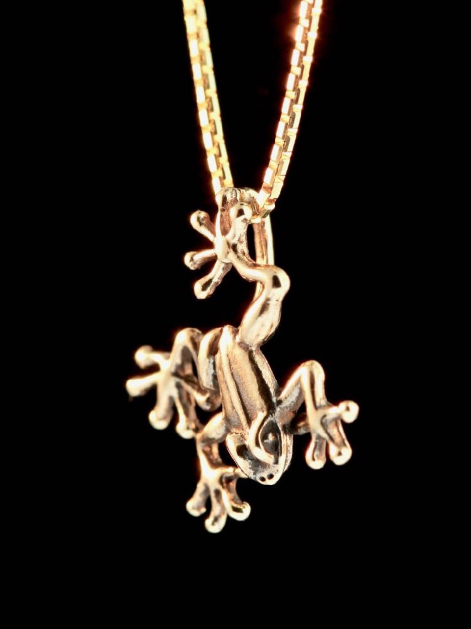 Frog Necklace Gold Animal Jewelry Frog Charm Pendant Jungle Etsy