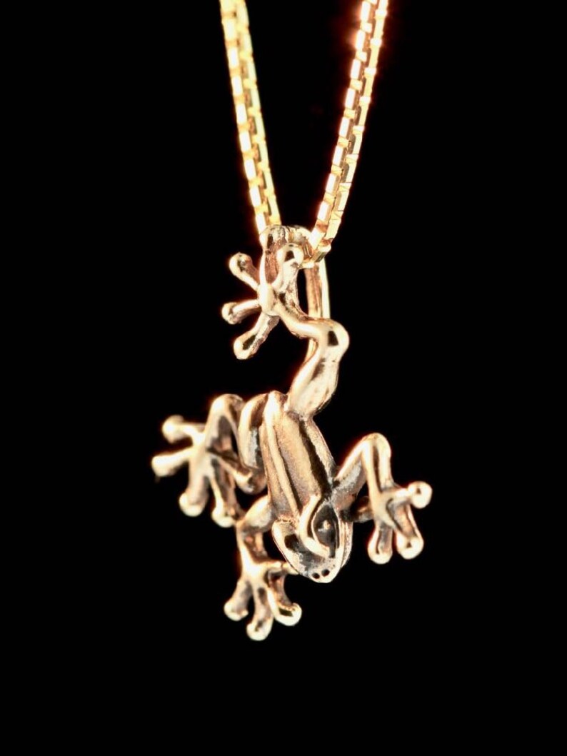 Frog Necklace Gold Animal Jewelry Frog Charm Pendant Jungle Etsy