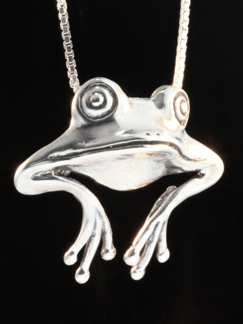 Frog Necklace Frog Charm Frog Jewelry Silver Frog Charm Frog Etsy