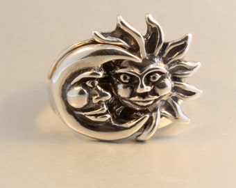 Moon Ring Sun Ring Silver Eclipse Ring Moon Jewelry Sun Jewelry Celestial Ring Eclipse Jewelry Celestial Jewelry Puzzle Ring Two Part Ring