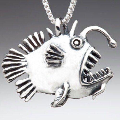 Angler Fish Necklace Angler Fish Charm Ugly Scary Fish Angler Etsy