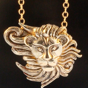 Bronze Lion Head Necklace Lion Pendant Lion Jewelry Wind Lion Pendant Big Cat Jewelry African Animal Jewelry Bronze Statement Necklace