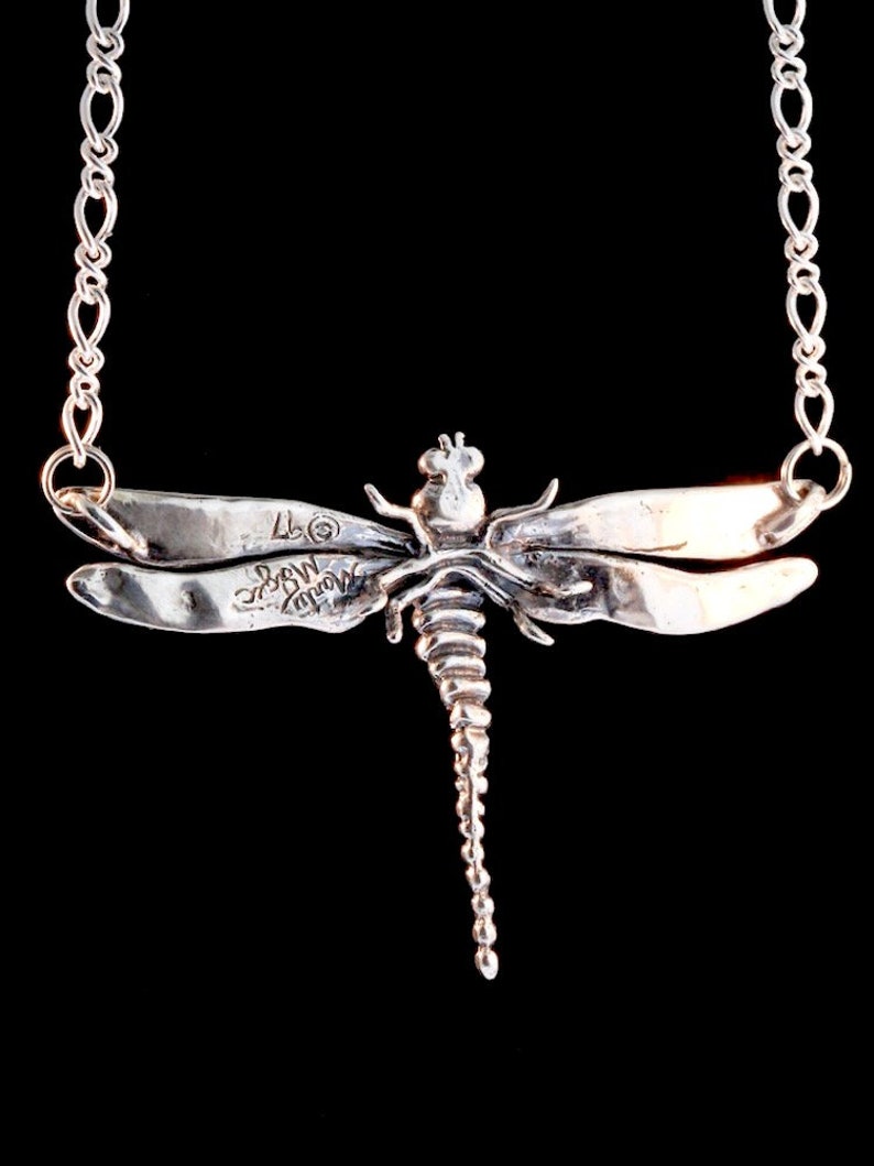 Metamorphosis - Large Dragonfly Pendant - Sterling Silver - Insect Jewelry image 3