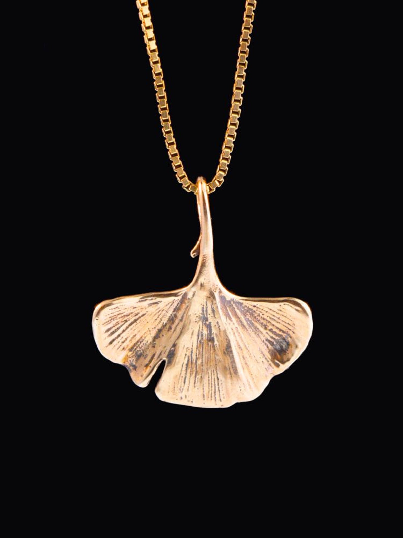 Gold Leaf Necklace 14k Gold Ginkgo Leaf Charm Leaf Pendant | Etsy