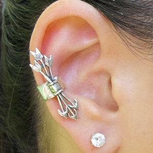 Unique Gift For Woman Gift For Girl Ear Cuff Silver Quiver and Arrow Ear Cuff Silver Arrow Jewelry Arrow Earrings Ear Jacket Boho Jewelry image 1