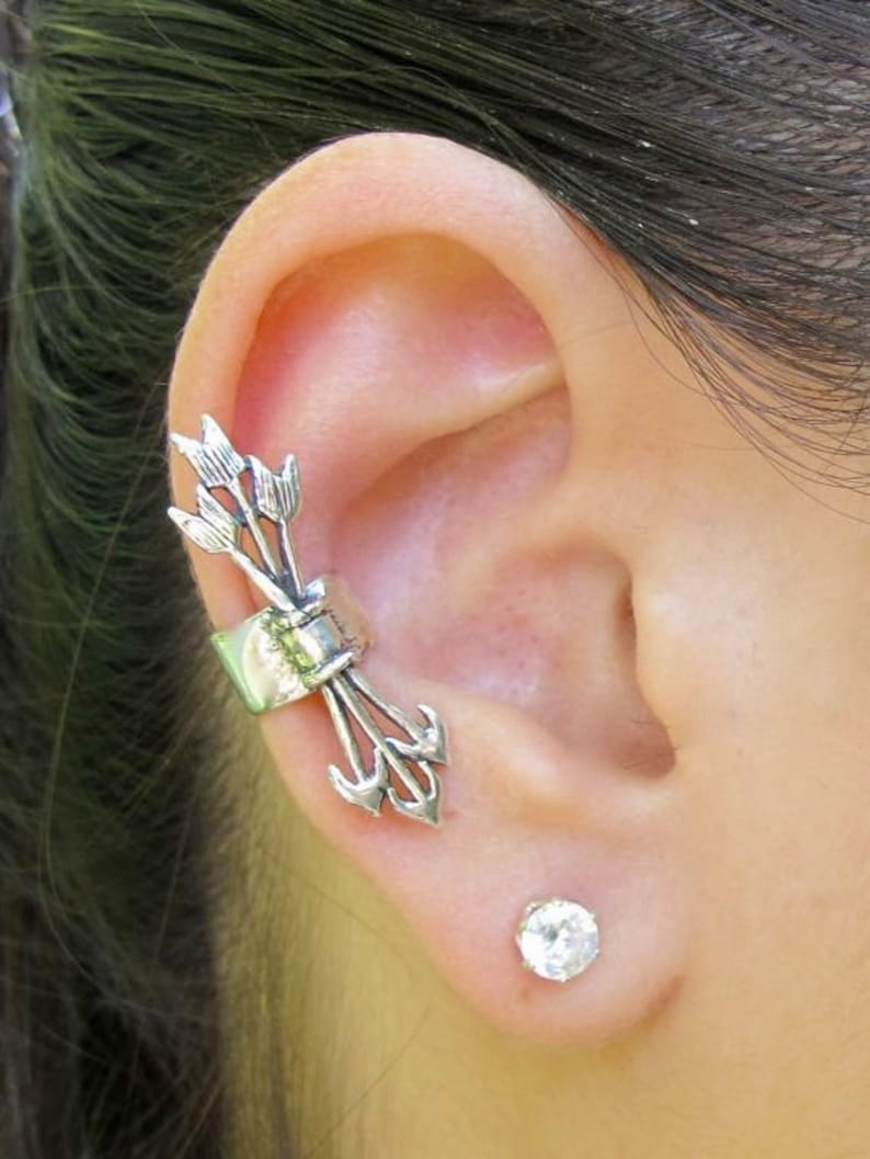 Unique Gift For Woman Gift For Girl Ear Cuff Silver Quiver and Arrow Ear Cuff Silver Arrow Jewelry Arrow Earrings Ear Jacket Boho Jewelry image 1