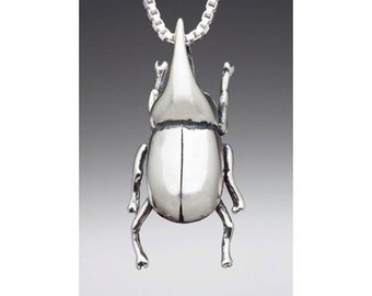 Rhinoceros Beetle Necklace Rhinoceros Beetle Charm Beetle Pendant - Insect Jewelry Insect Charm Insect Necklace - Bug Jewelry Bug Charm