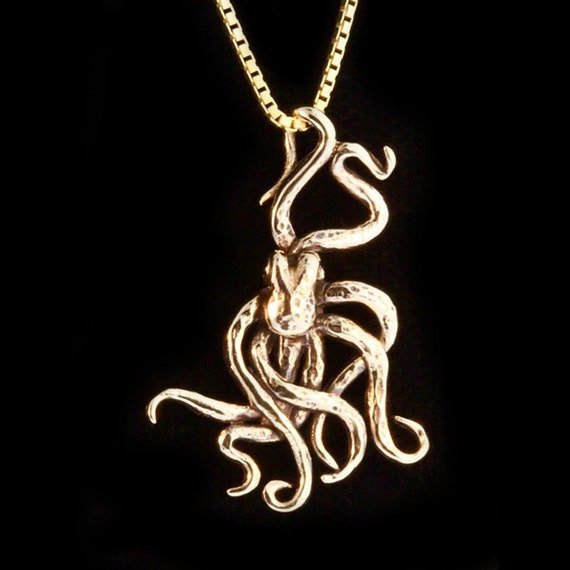Gold Octopus Necklace 14k Gold Small 