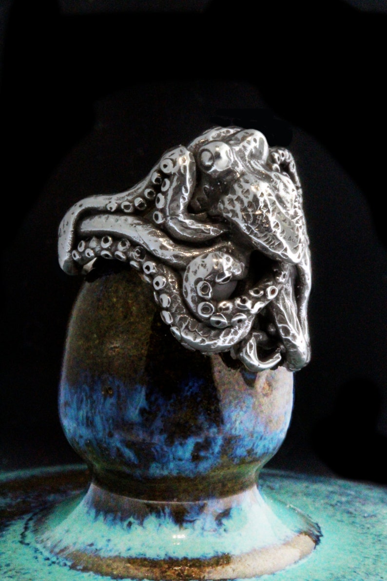 Octopus Ring Gift for Him Silver Octopus Jewelry Tentacle Etsy