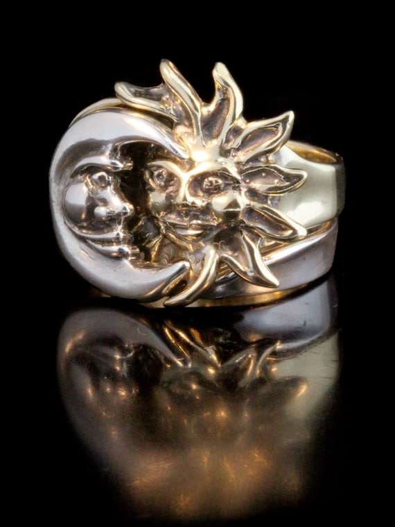 Anillo Rapunzel Luna Brillante Par De Anillos Celtial De Sol Y