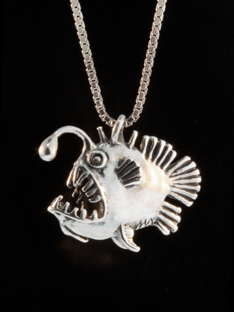 Angler Fish Necklace Angler Fish Charm Ugly Scary Fish Angler Etsy