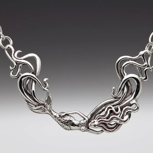Mermaid Necklace Sirene Necklace - Mermaid Jewelry Sirene Jewelry - Wave Rider Mermaid Pendant Mermaid Pendant Ocean Jewelry Silver Mermaid