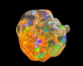 Cyclone Mexican Fire Opal Mexican Jelly Opal Loose Fire Opal Gemstone Fireopal Jewelry Mexican Opal Carved Opal Orange Rainbow Opal Jewelry