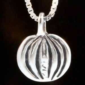 Pumpkin Necklace Silver Flat Jack O Lantern Necklace Pumpkin Pendant Pumpkin Charm Pumpkin Jewelry Silver Pumpkin Halloween Jewelry image 3