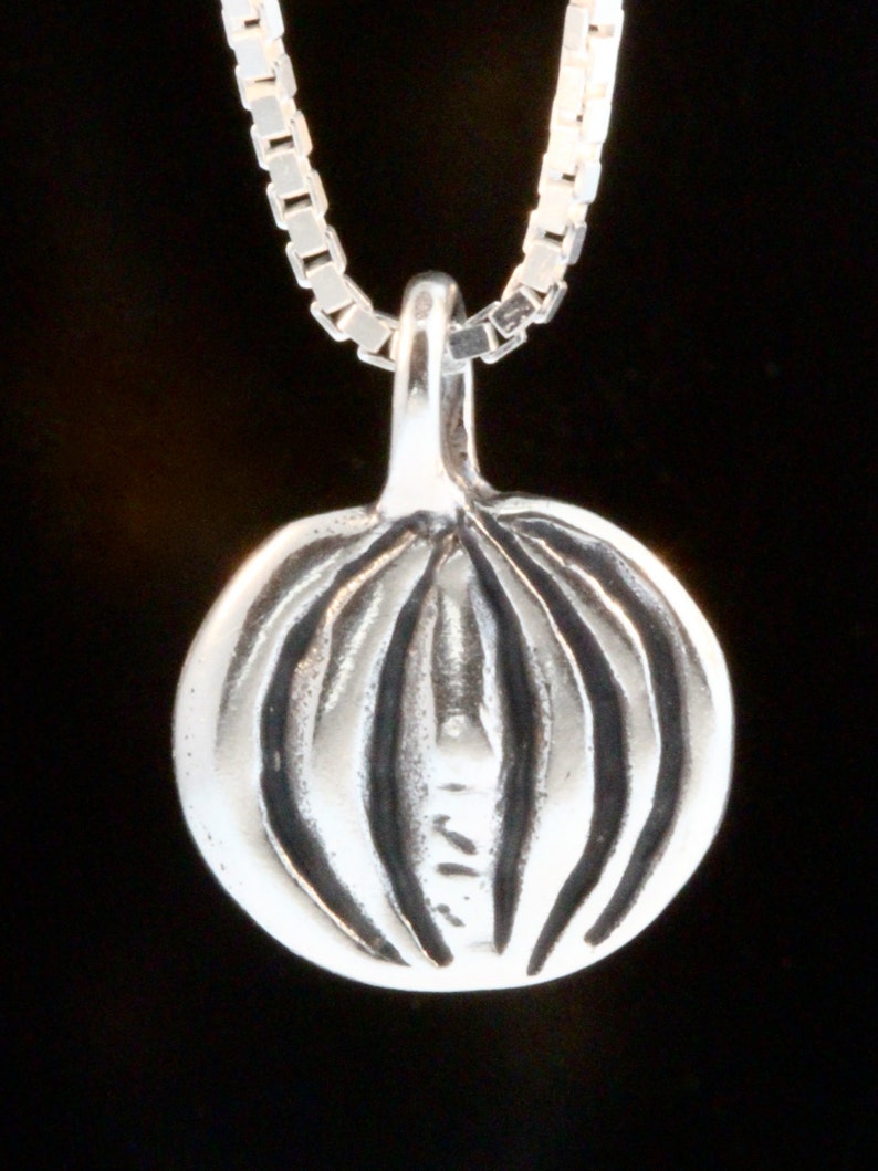 Pumpkin Necklace Silver Flat Jack O Lantern Necklace Pumpkin Pendant Pumpkin Charm Pumpkin Jewelry Silver Pumpkin Halloween Jewelry image 3