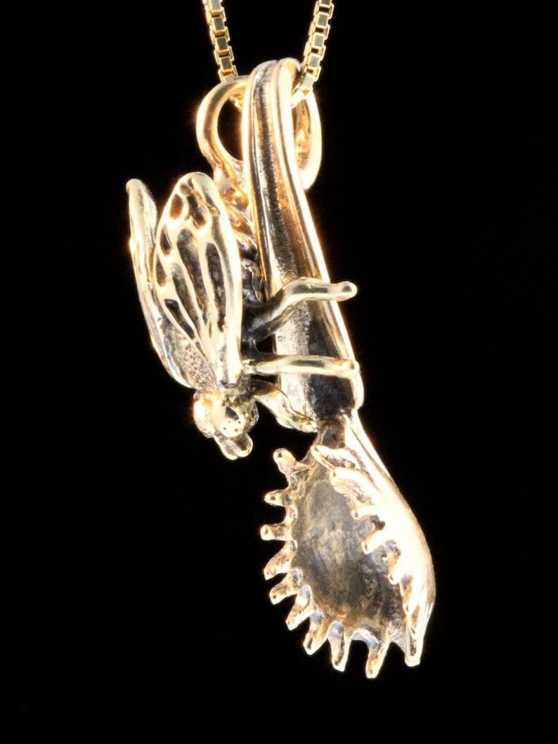 Insect Jewelry Fly and Flytrap Pendant Gold Venus Flytrap Etsy