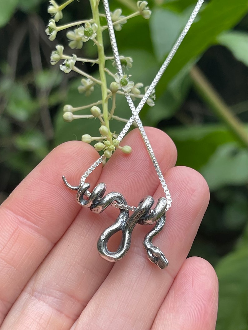 Silver Snake Necklace Snake Jewelry Vine Snake Pendant Snake Etsy
