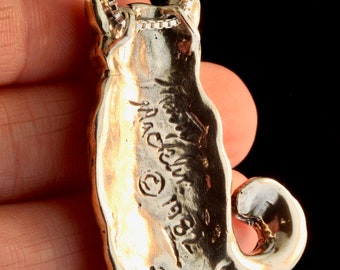 Large Sterling Silver Cat Necklace Kitty Pendant Kitty Jewelry