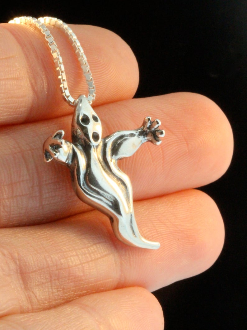 Ghost Necklace Silver Ghost Charm Halloween Jewelry Halloween - Etsy
