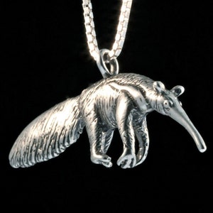 Giant Anteater Pendant Sterling Silver Necklace Rainforest Jewelry African Jewelry Animal Charm