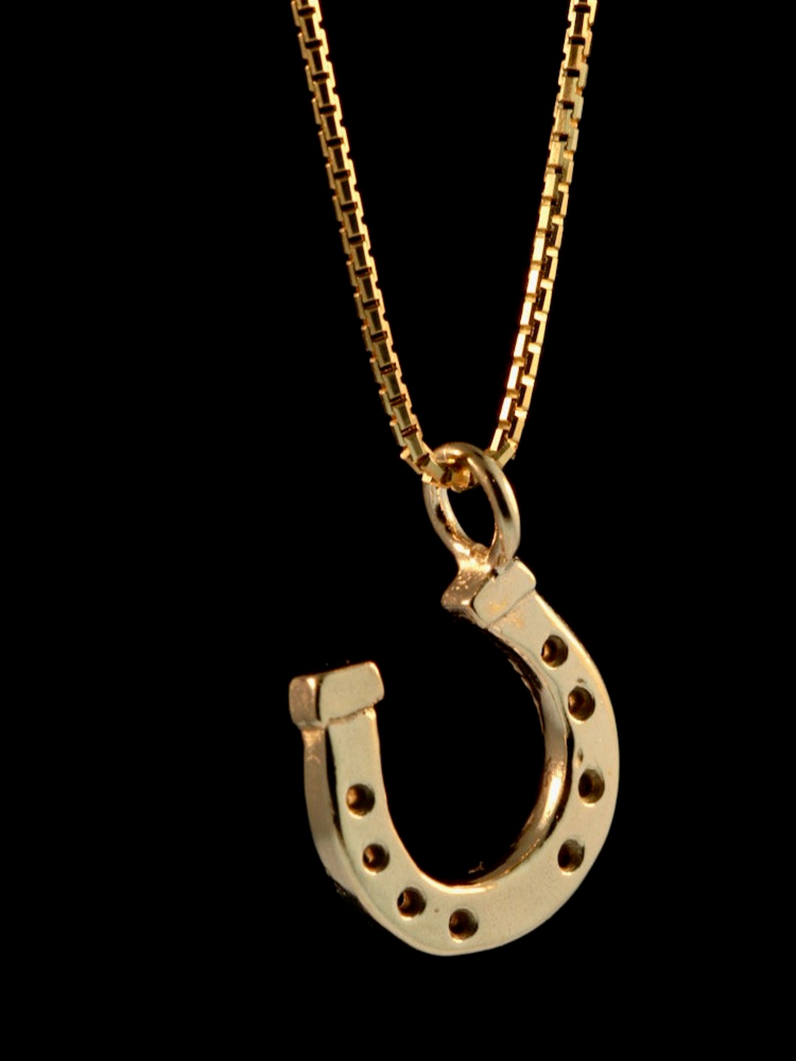 Solid 14k Gold Lucky Horseshoe Necklace Gold Horseshoe Charm Etsy