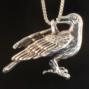 Raven Necklace Raven Jewelry Raven Pendant with Ruby Bird Necklace Bird Jewelry Silver Bird Crow Necklace image 10