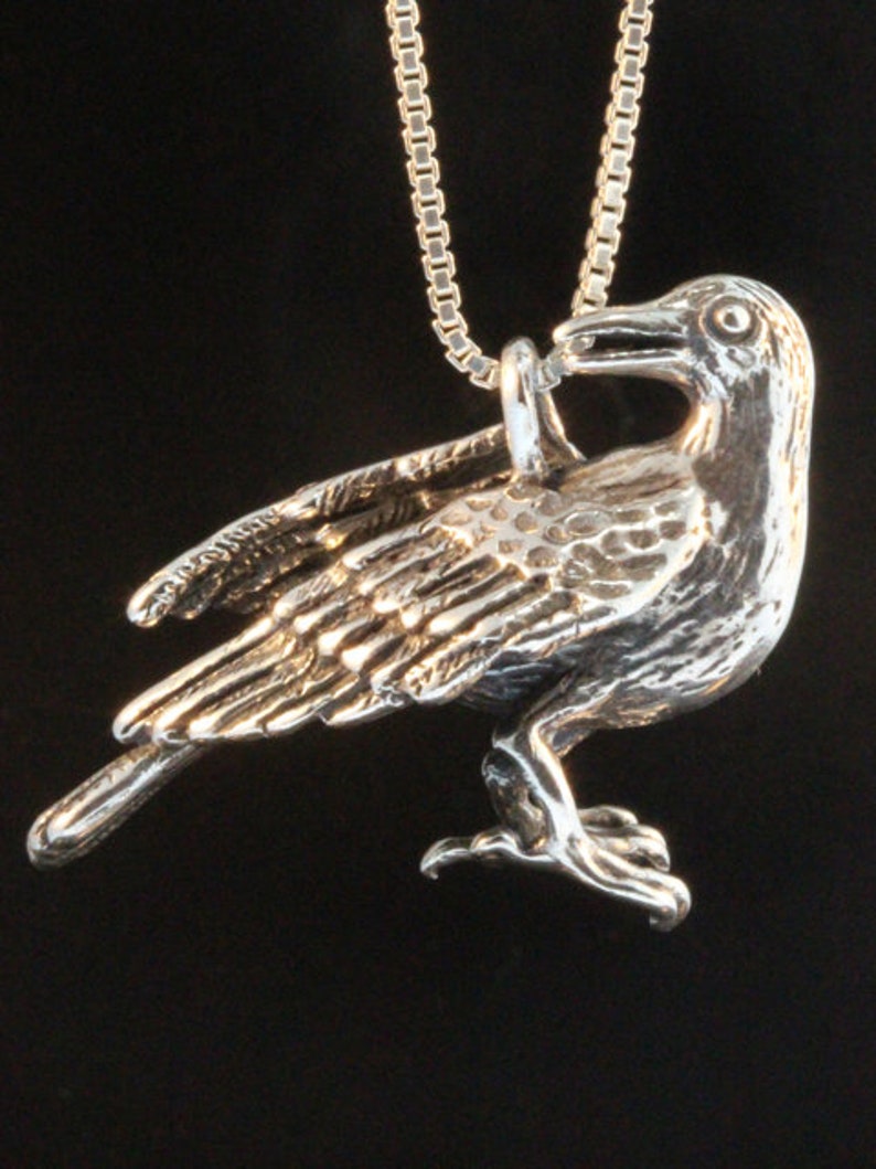 Raven Necklace Raven Jewelry Raven Pendant with Ruby Bird Necklace Bird Jewelry Silver Bird Crow Necklace image 10