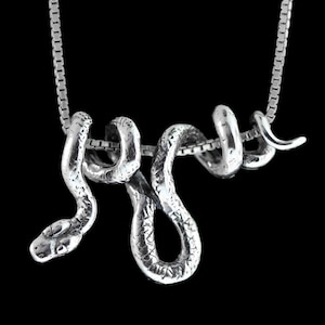 Silver Snake Necklace Snake Jewelry Vine Snake Pendant Snake Pendant Snake Charm Serpent Jewelry Silver Snake Animal Jewelry Snake Chain image 7