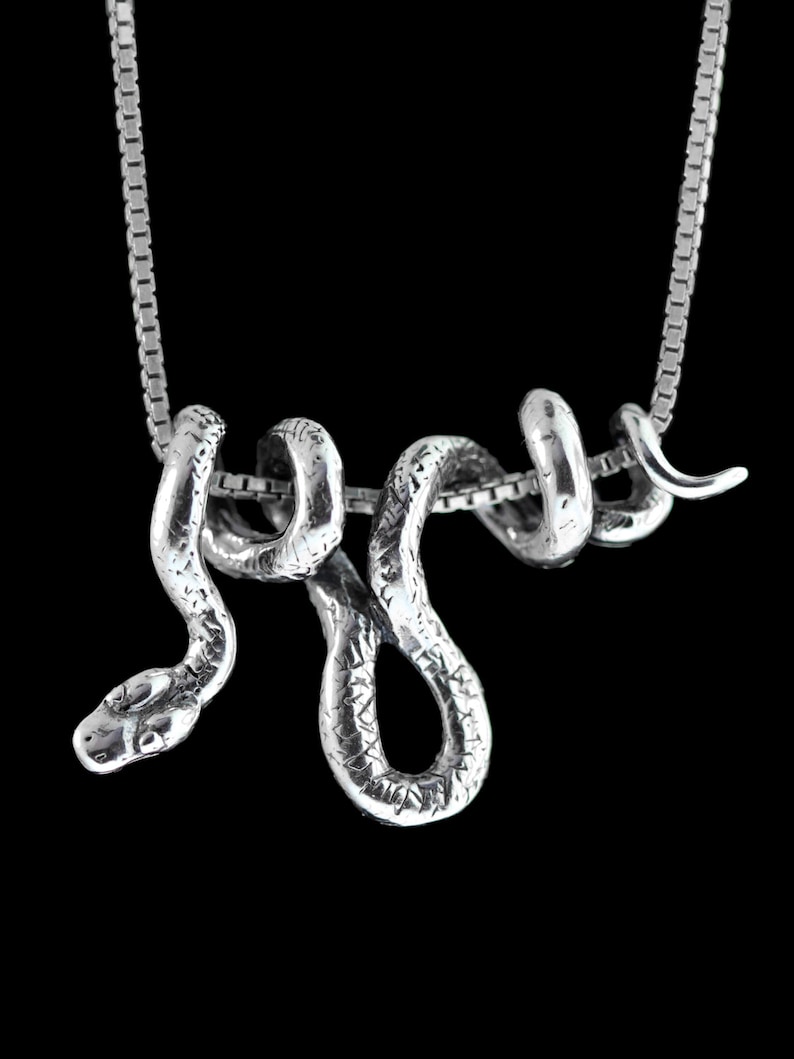 Silver Snake Necklace Snake Jewelry Vine Snake Pendant Snake Pendant Snake Charm Serpent Jewelry Silver Snake Animal Jewelry Snake Chain image 7