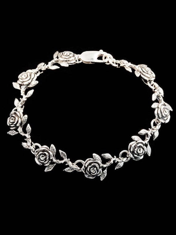 Sterling silver flower bracelet discount